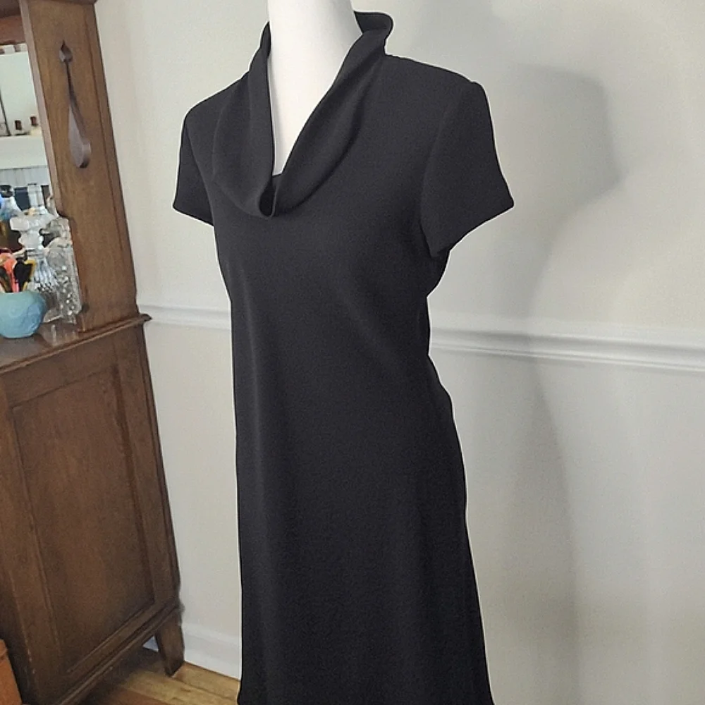 Vintage S.L. Fashions Black Cap Sleeve Dress Size 8 - Picture 5 of 9